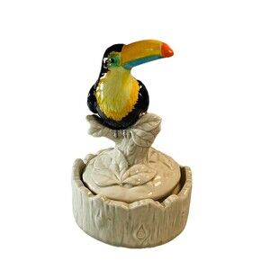 Toucan Music Box 1980 Quon-Quon Porcelain Love Me Tender Working 7”x5” base